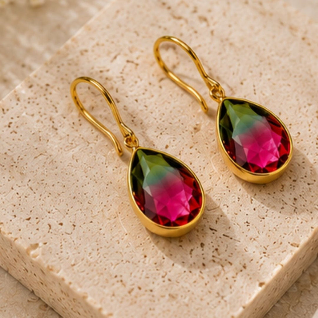 Gold Plated Ombre Cubic Zirconia Drop Earrings