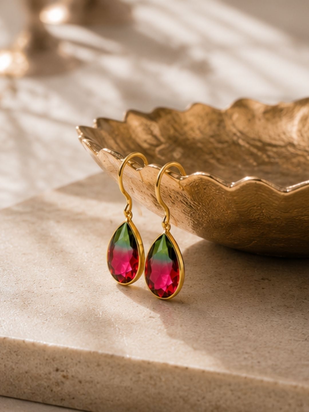 Gold Plated Ombre Cubic Zirconia Drop Earrings