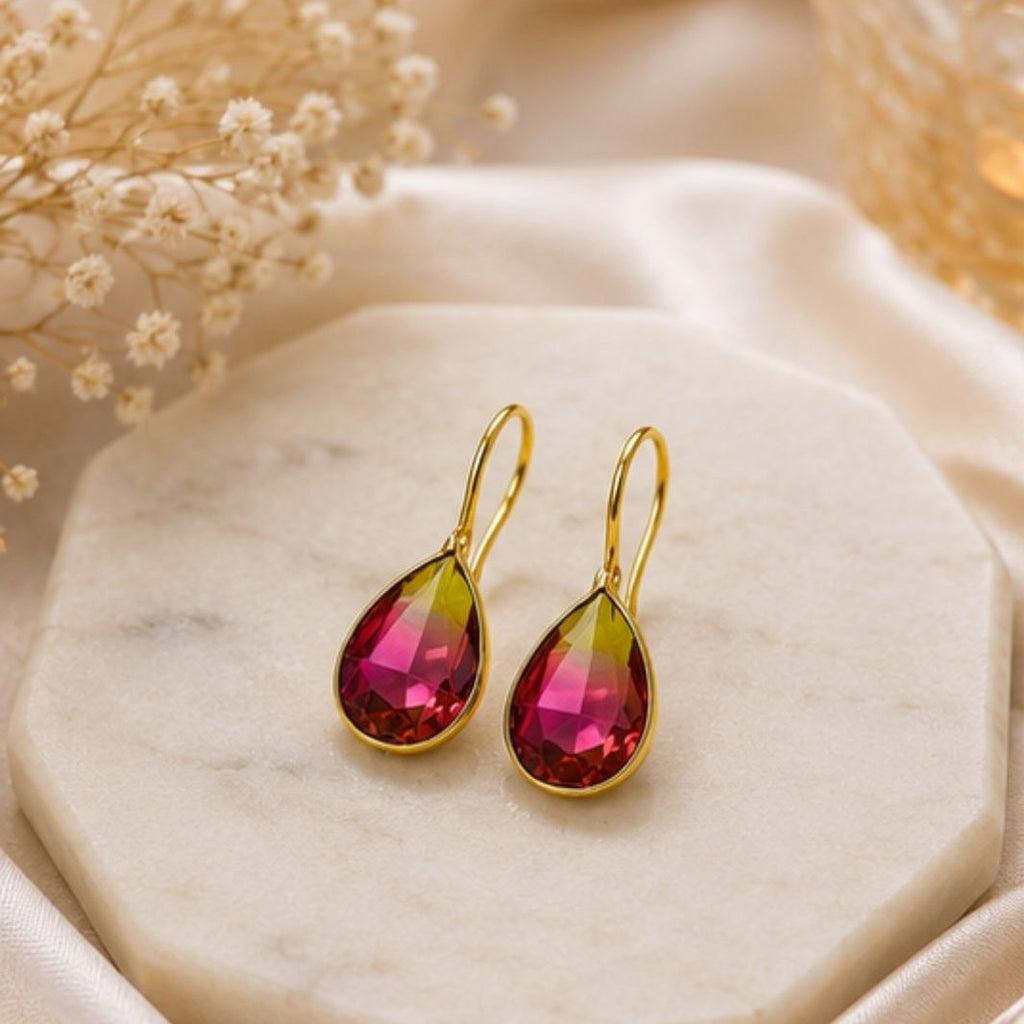 Gold Plated Ombre Cubic Zirconia Drop Earrings