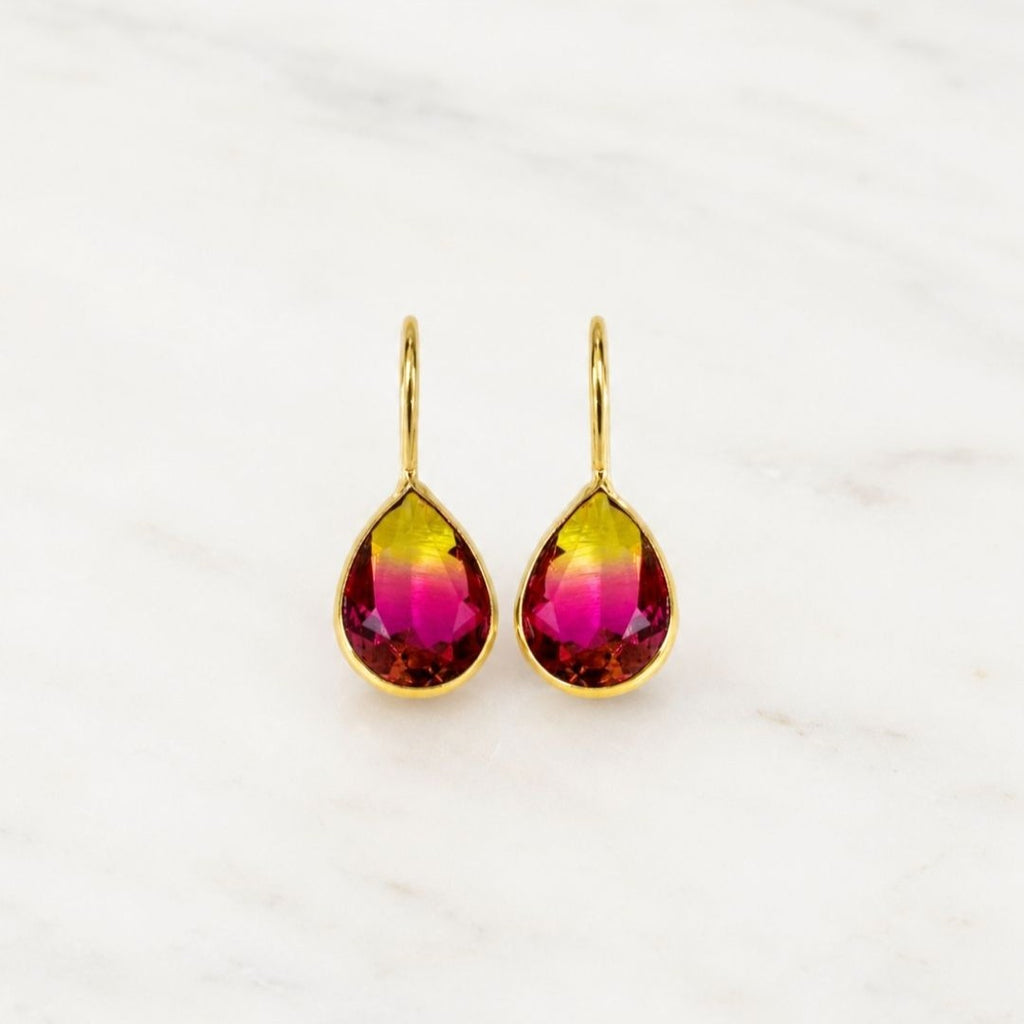 Gold Plated Ombre Cubic Zirconia Drop Earrings