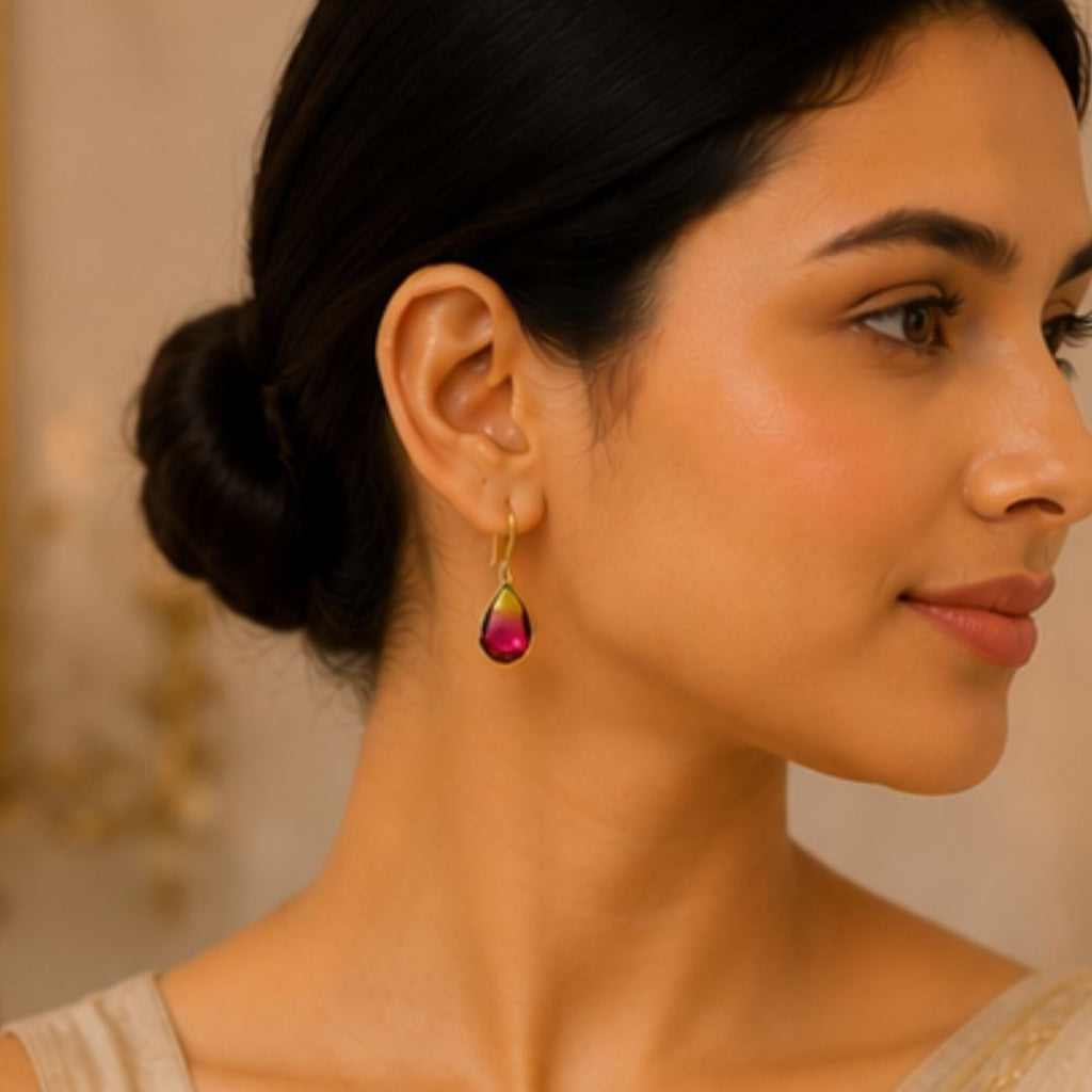 Gold Plated Ombre Cubic Zirconia Drop Earrings