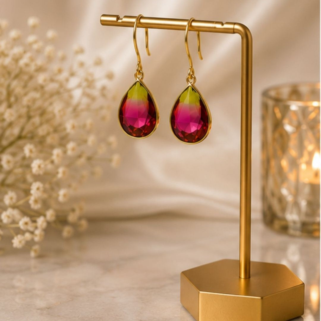 Gold Plated Ombre Cubic Zirconia Drop Earrings