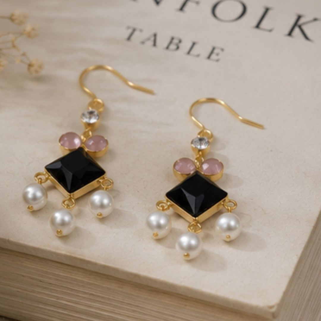 Gold Plated Cubic Zirconia Pearl Drop Earrings