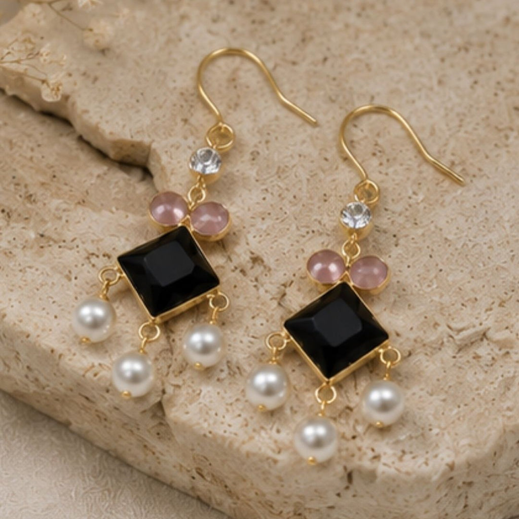 Gold Plated Cubic Zirconia Pearl Drop Earrings