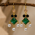 Gold Plated Cubic Zirconia Pearl Drop Earrings