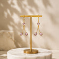 Gold Plated Light Pink Cubic Zirconia Drop Earrings