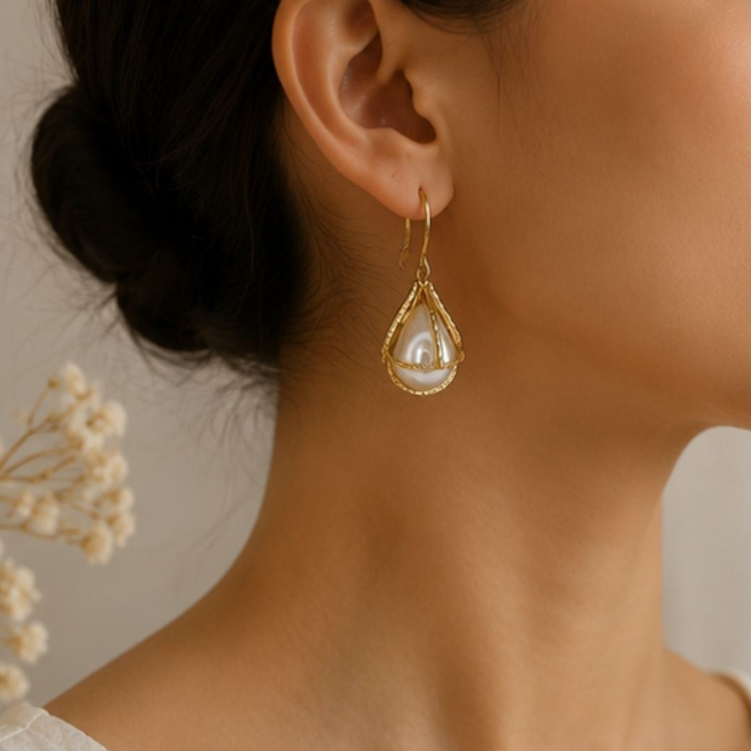Gold Plated Pearl Earrings