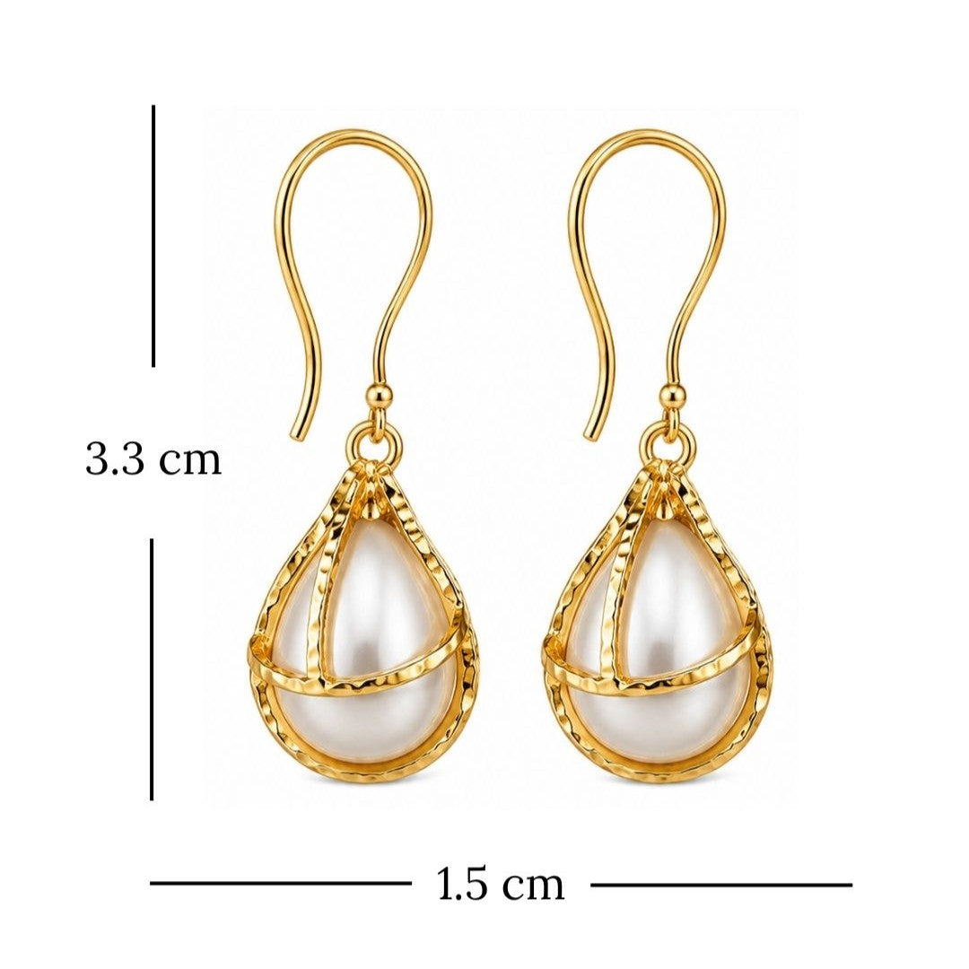 Gold Plated Pearl Drop Earrings