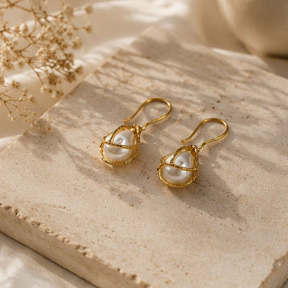Gold Plated Pearl Earrings