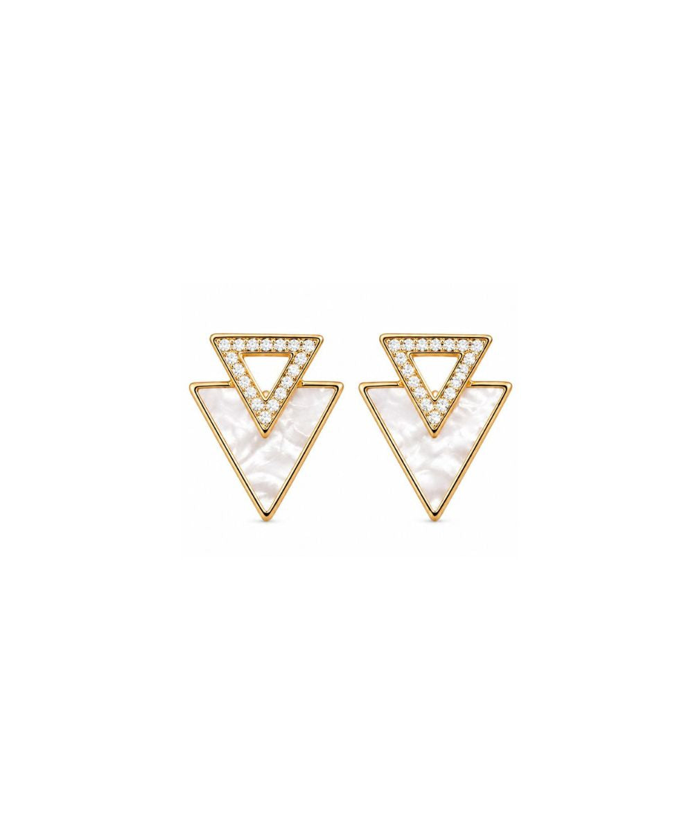Gold Plated Triangle Shape Cubic Zirconia Stud Earrings