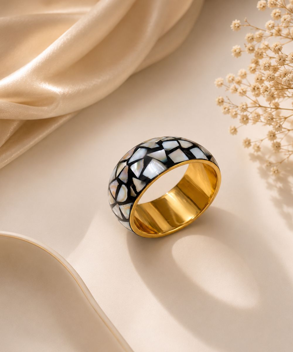 Gold Plated Aurora Stone Chip Bangle