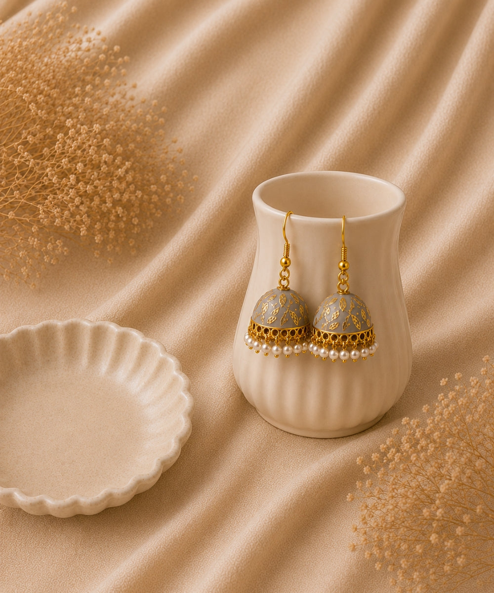 Classic Gold-Plated Pearl Drop Jhumki Earrings