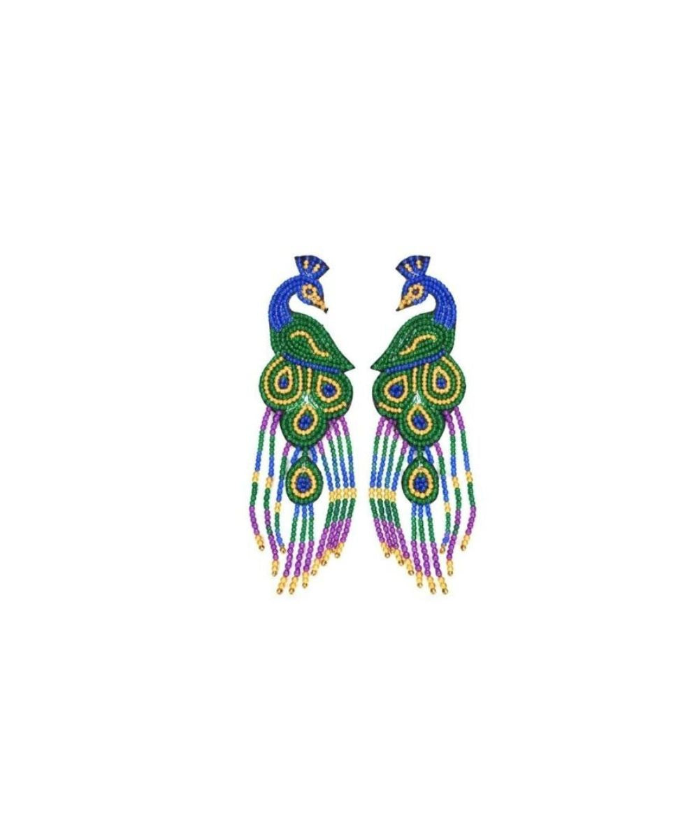 Gold Plated Multicolour Butterfly Seed Bead Drop Earrings