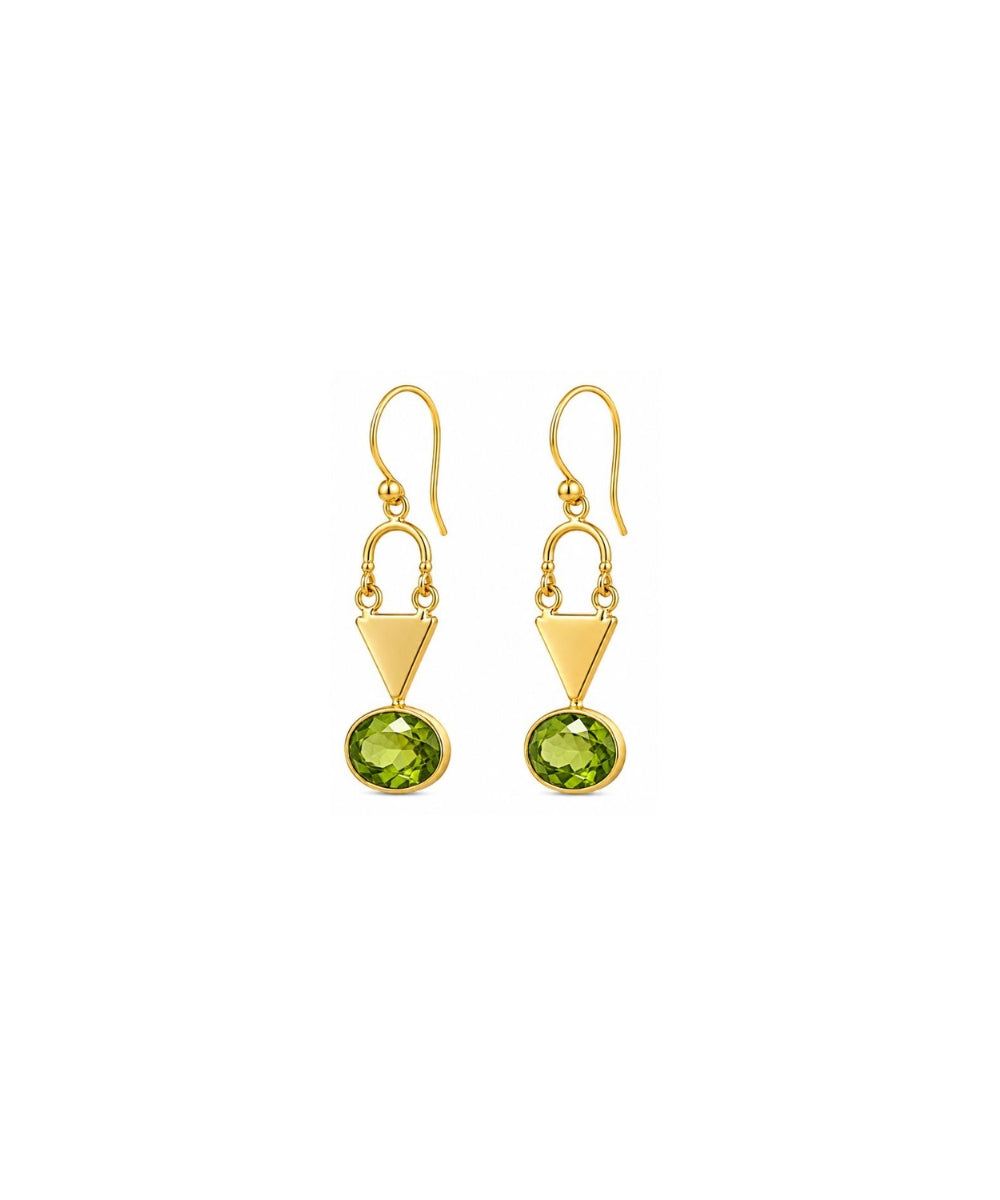 Gold Plated Green Cubic Ziconia Drop Earrings