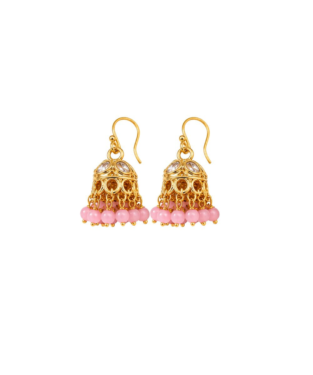 Gold Plated Kundan Pearl Jhumki Earrings
