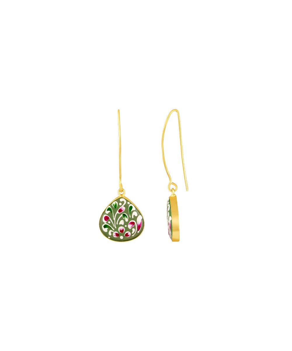Gold Plated Hand-Painted Drop Earrings