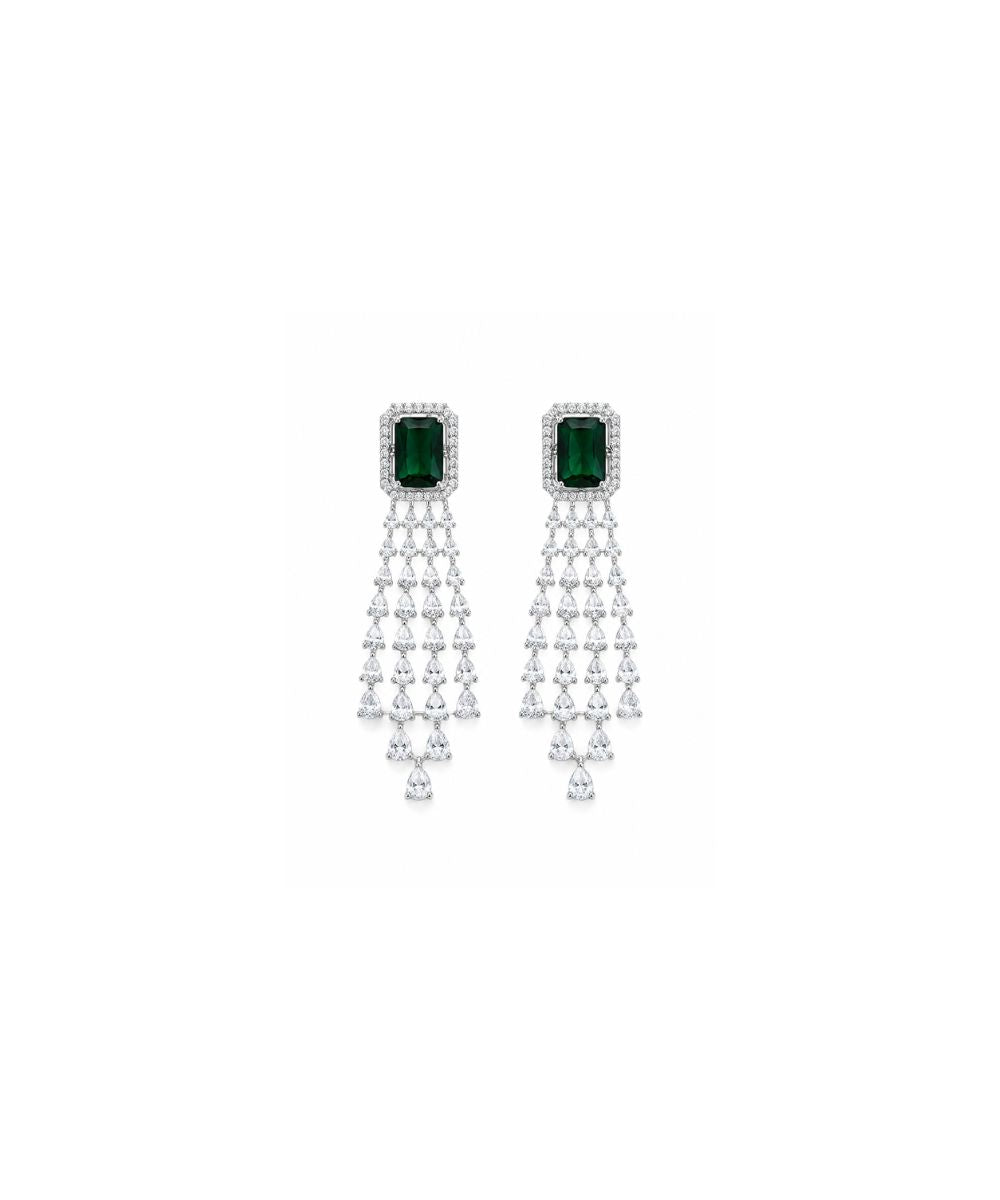 Rhodium Plated Cubic Zirconia Drop Earrings