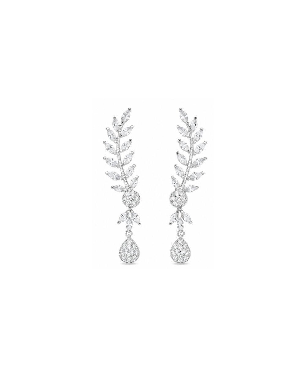 Rhodium Plated Cubic Zirconia Drop Earrings