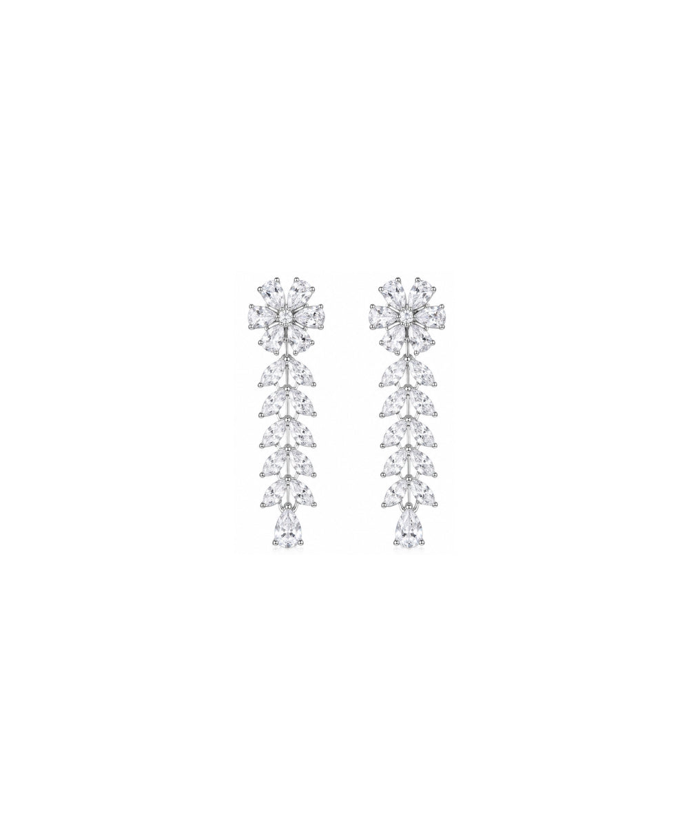 Rhodium Plated Cubic Zirconia Drop Earrings
