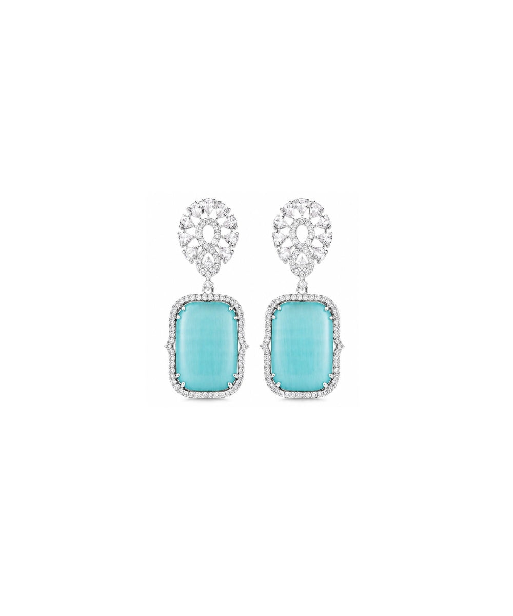Rhodium Plated Cubic Zirconia Drop Earrings