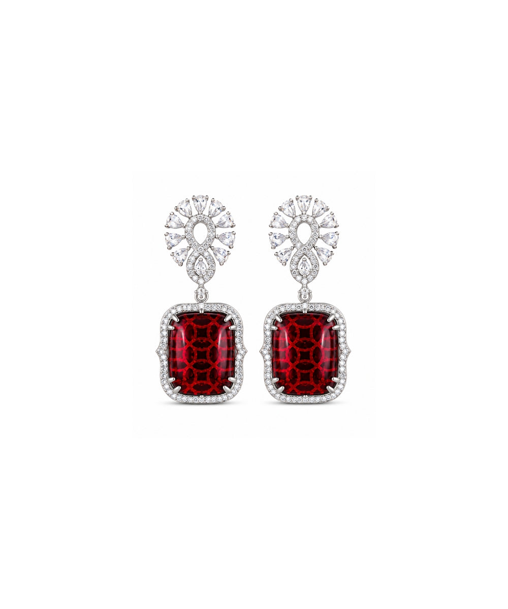 Rhodium Plated Cubic Zirconia Drop Earrings