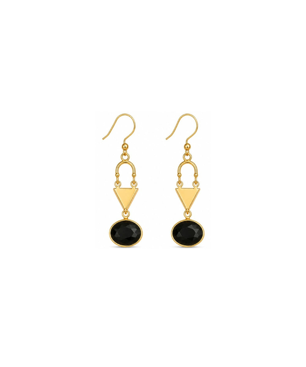 Gold Plated Grey Cubic Ziconia Drop Earrings
