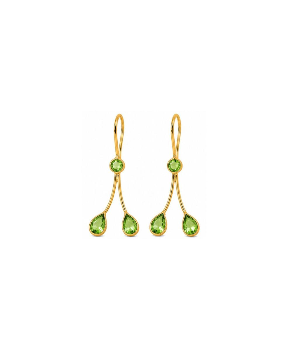 Gold Plated Light Green Cubic Zirconia Drop Earrings