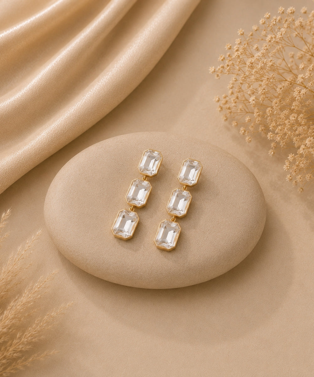 Gold Plated Kundan Drop Earrings