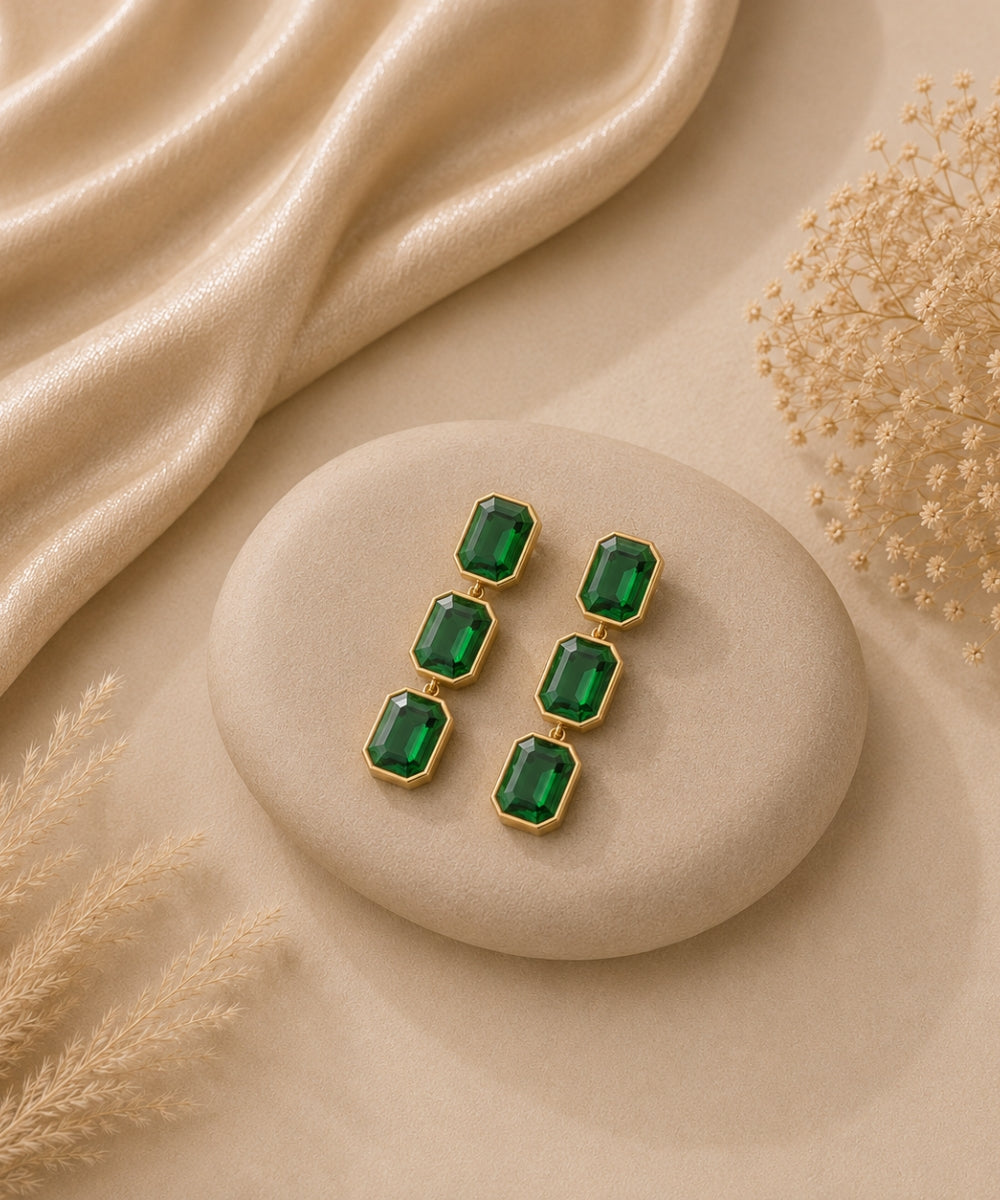 Gold Plated Kundan Drop Earrings