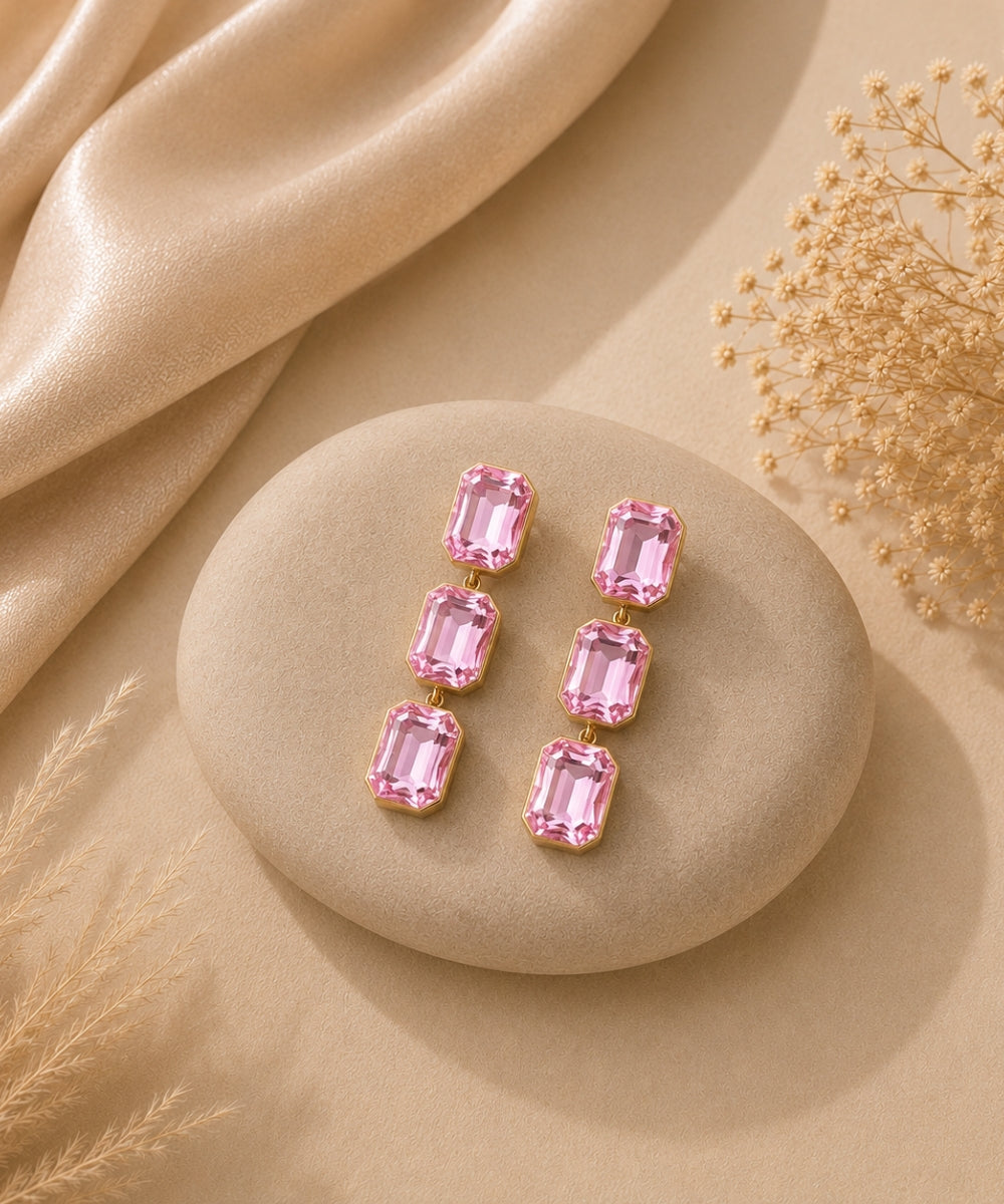 Gold Plated Kundan Drop Earrings