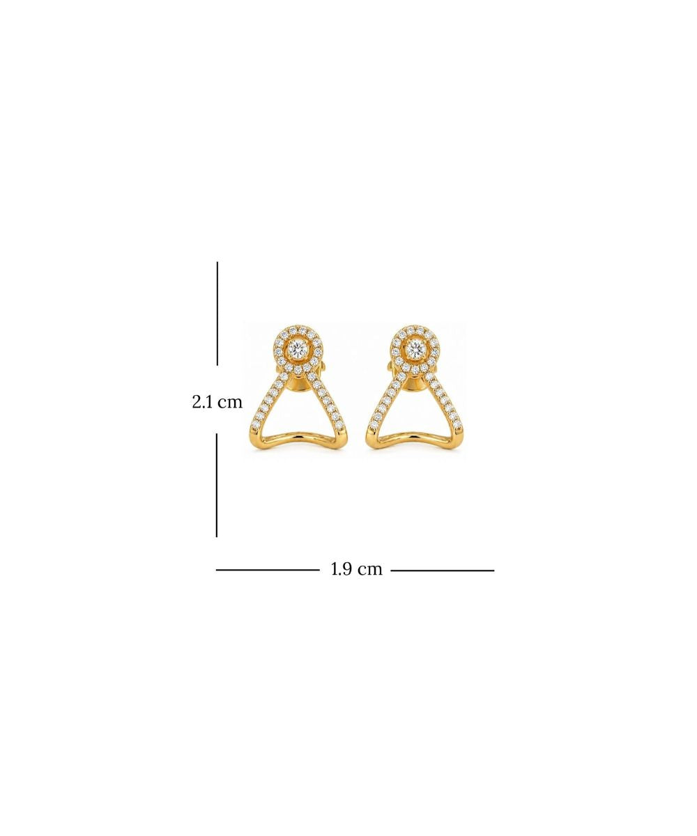 Gold Plated Cubic Zirconia Halo Style Drop Earrings