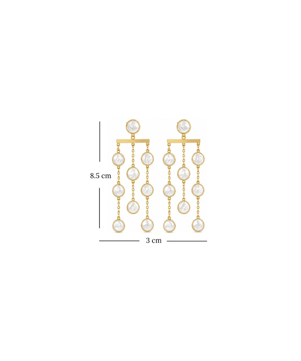 Gold Plated Pearl Drop Link Chain Earrings