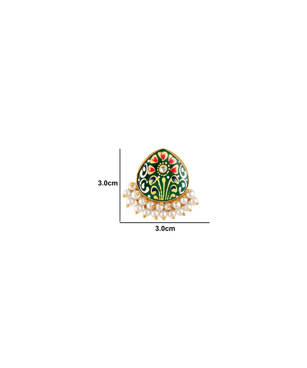 Gold Plated Hand-Painted Stud Earrings