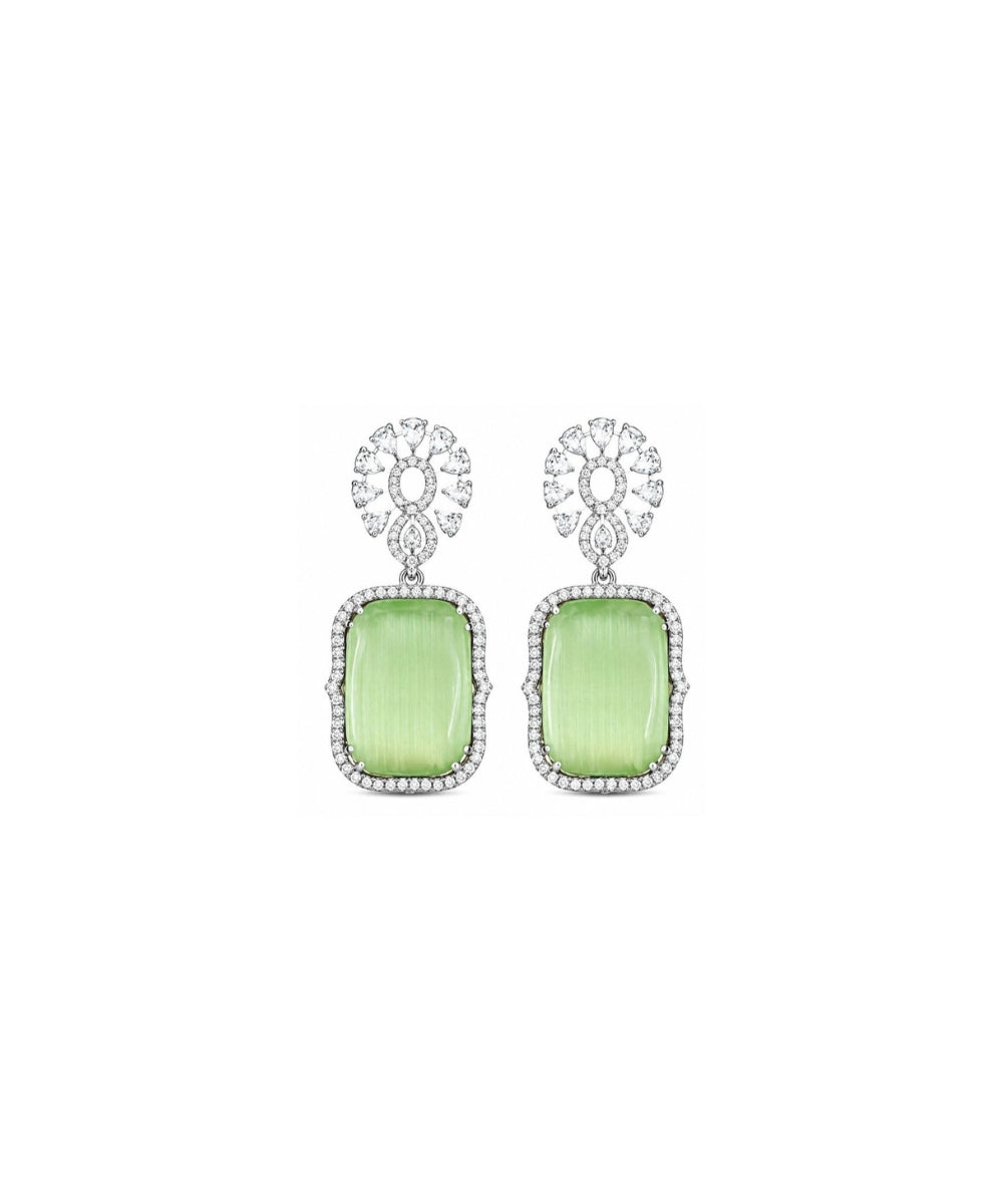 Rhodium Plated Cubic Zirconia Drop Earrings