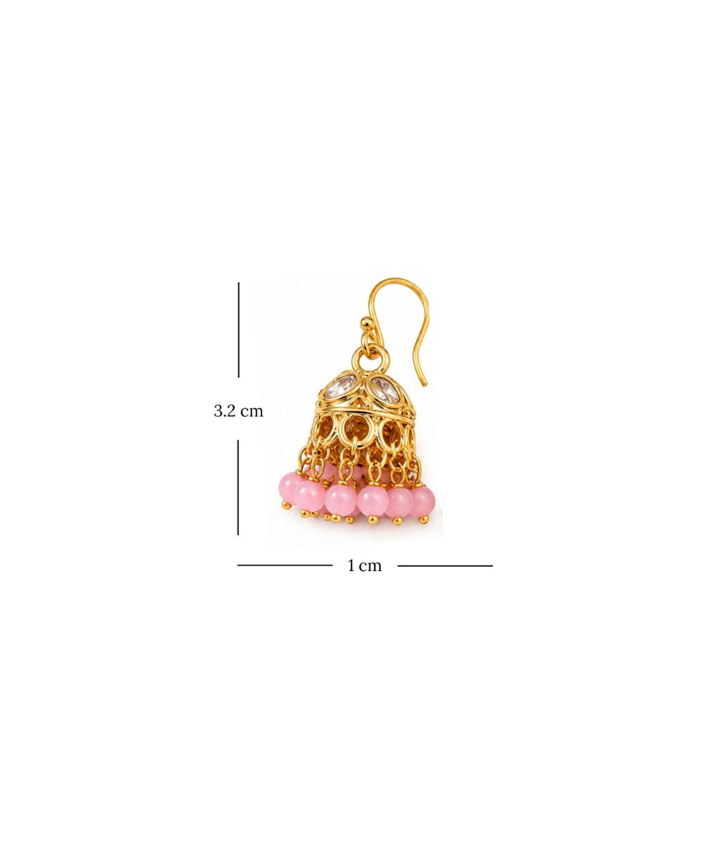 Gold Plated Kundan Pearl Jhumki Earrings