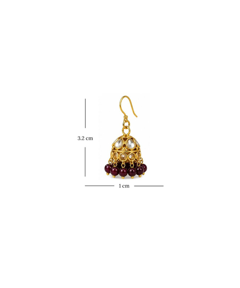 Gold Plated Kundan Pearl Jhumki Earrings
