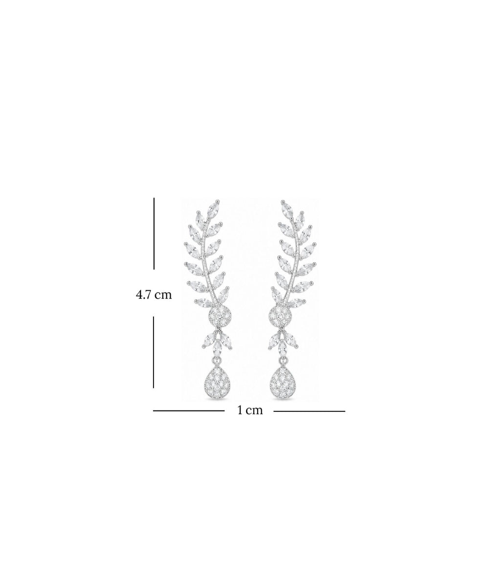 Rhodium Plated Cubic Zirconia Drop Earrings