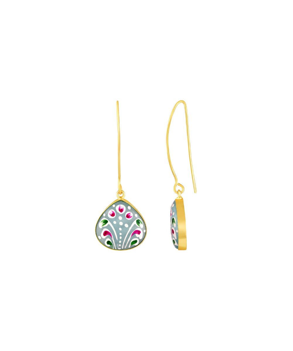 Gold Plated Hand-Painted Drop Earrings