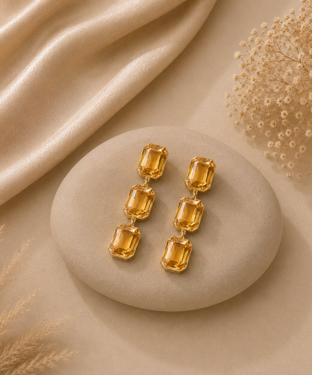 Gold Plated Kundan Drop Earrings