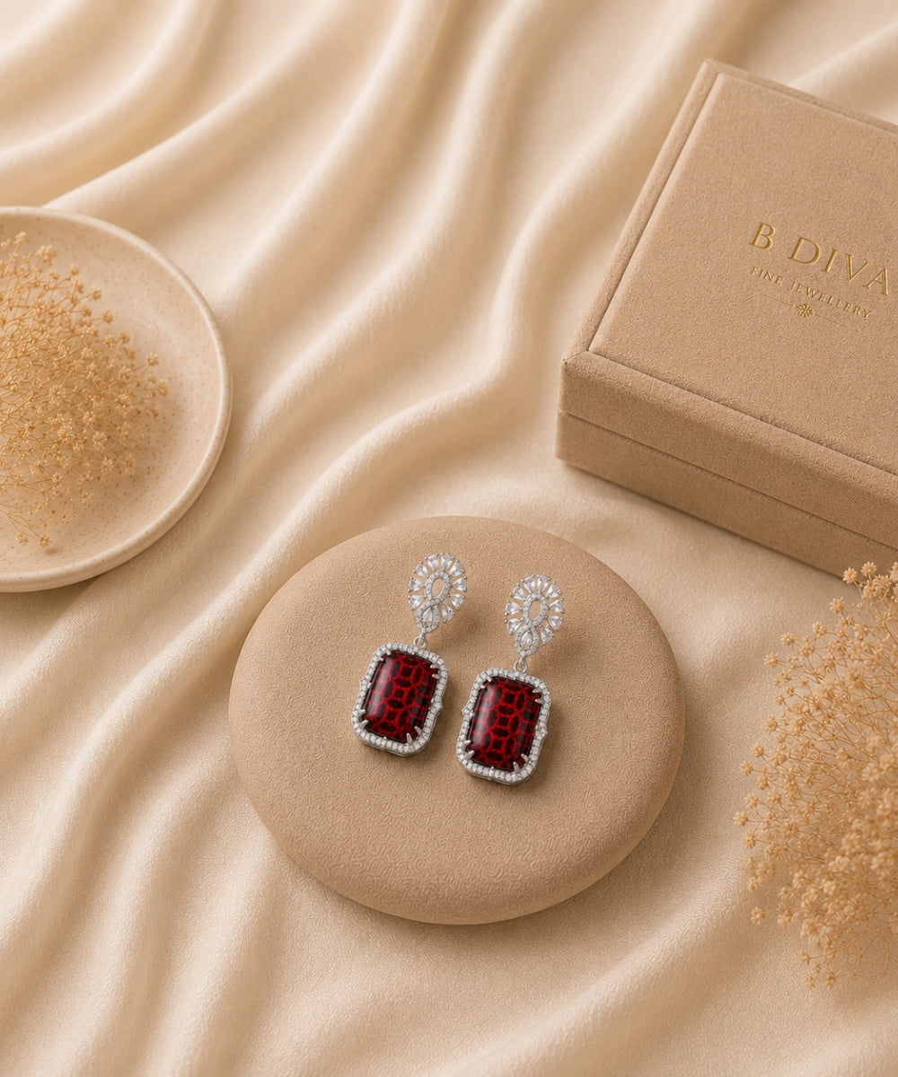 Rhodium Plated Cubic Zirconia Drop Earrings