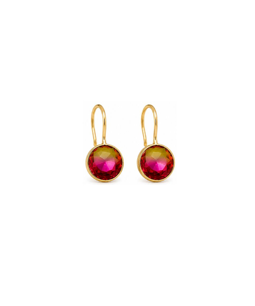 Gold Plated Round Ombre Cubic Zirconia Drop Earrings
