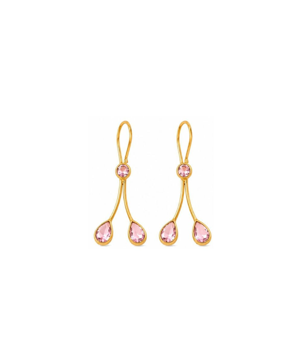 Gold Plated Light Pink Cubic Zirconia Drop Earrings