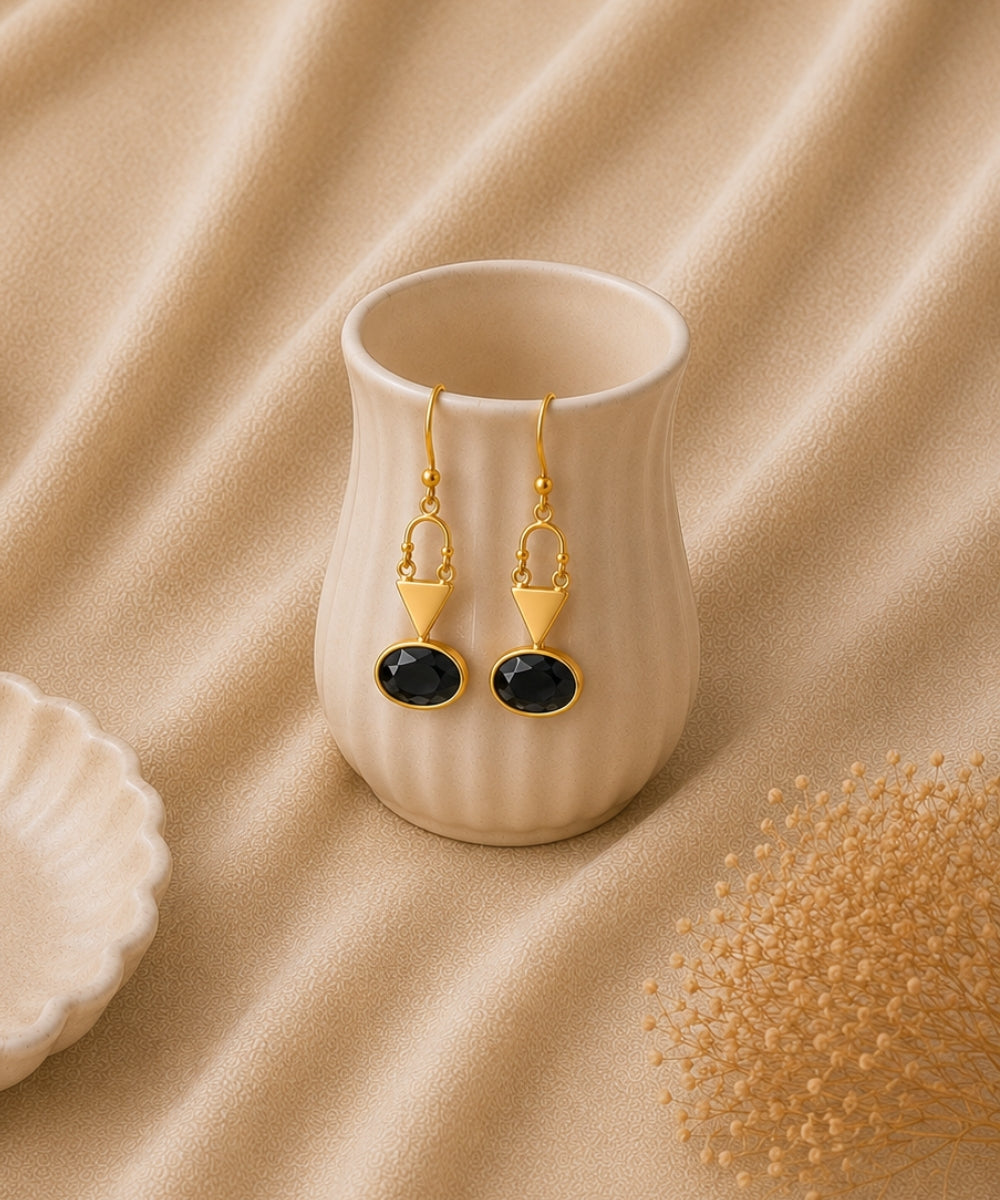 Gold Plated Grey Cubic Ziconia Drop Earrings