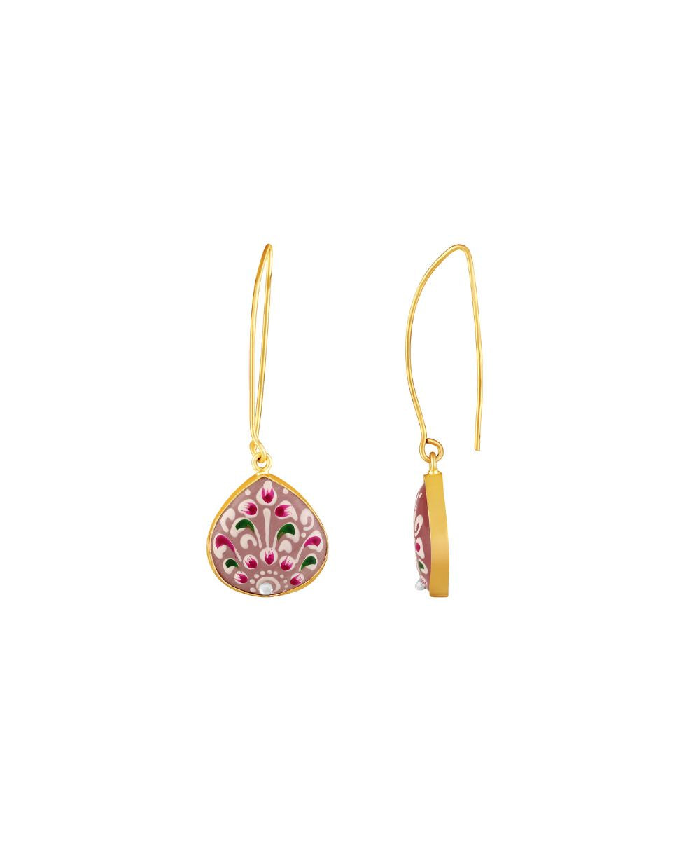 Gold Plated Hand-Painted Drop Earrings