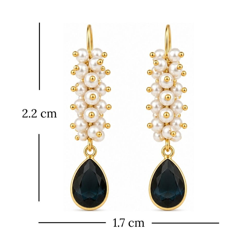Gold Plated Black Cubic Zirconia Drop Earrings