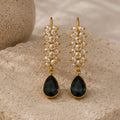 Gold Plated Black Cubic Zirconia Drop Earrings