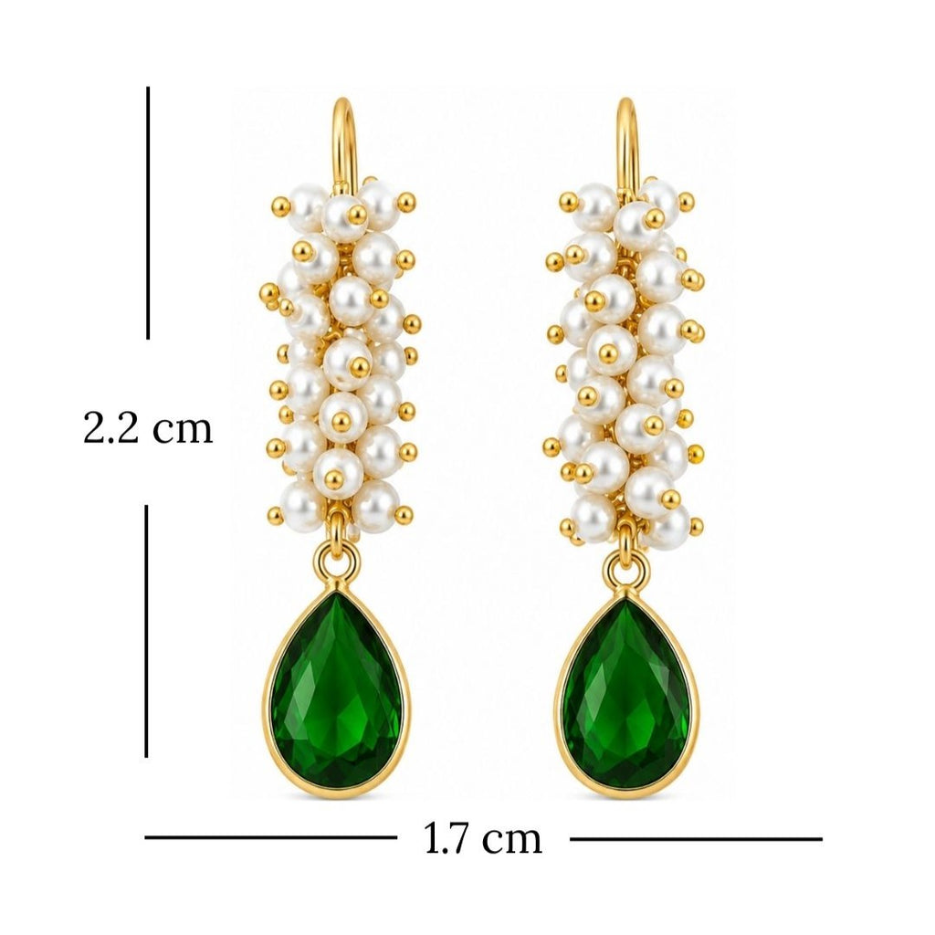 Gold Plated Green Cubic Zirconia Drop Earrings
