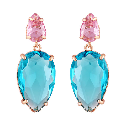 BDiva 18K Gold Plated Ocean Radiance Glass Stone Earrings with the Elegance and Tradition