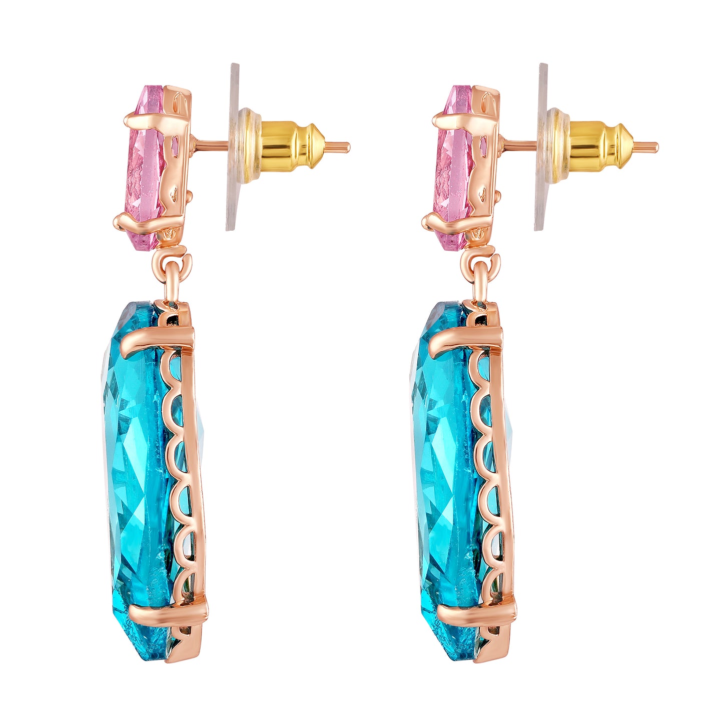 BDiva 18K Gold Plated Ocean Radiance Glass Stone Earrings with the Elegance and Tradition