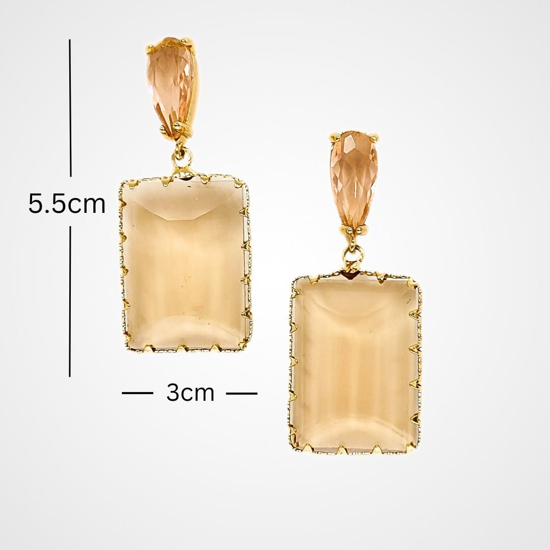 Bdiva 18k Gold Plated Morganite Gemstone Dangle Earring